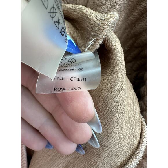 The Good American Womens Sweatshirt Size 5 (2XL) Quilted Snake Rose Gold Hooded - Picture 8 of 14